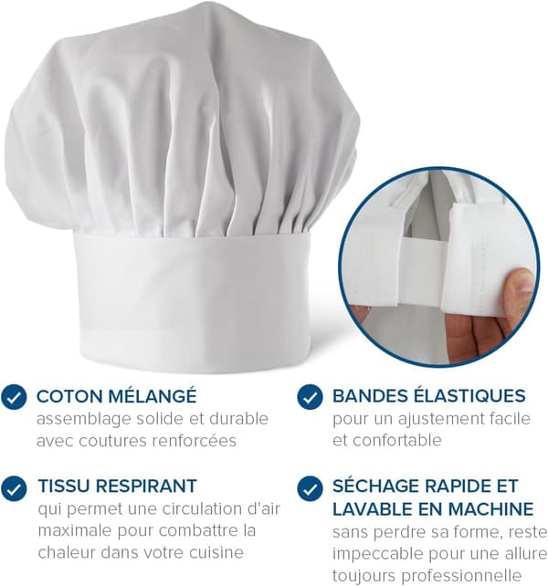 3 stycken, Poly Cotton vuxen kockmössa, justerbar elastisk bagare Ki