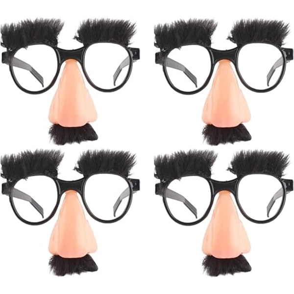 4 stykker Big Nose Funny Glasses Halloween Briller Big Nose Hallow