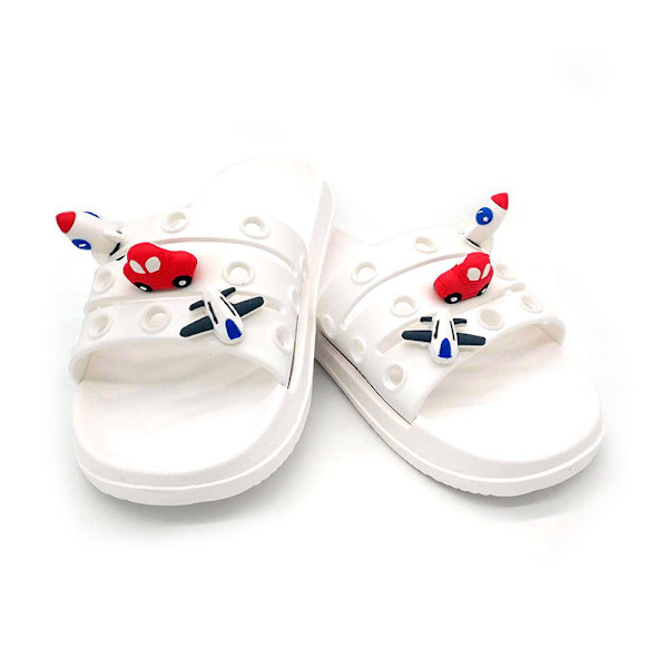 6 stycken vagn 3D clog sandaler prydnader, skocharm, söta skor