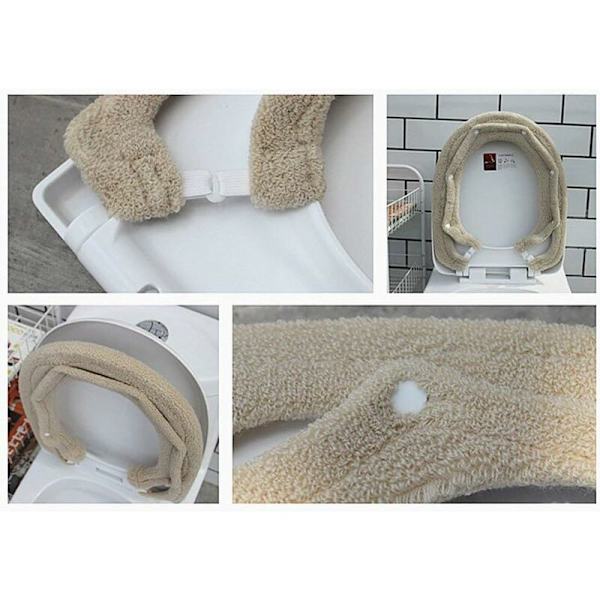 Beige Luksusinen Paksu Antibakteerinen Vessanistuimen Peite Lämmin Universaali