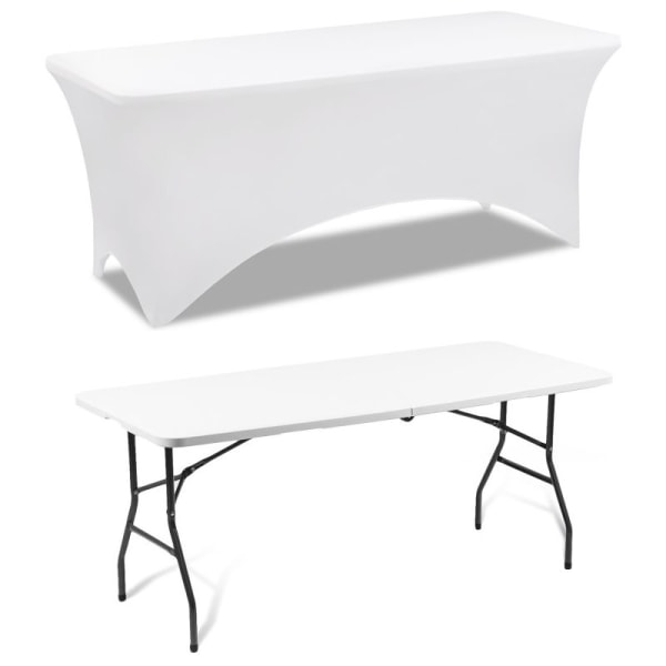 Bordtrekk for 183 CM sammenleggbart bord - hvitt, elastisk bordtrekk