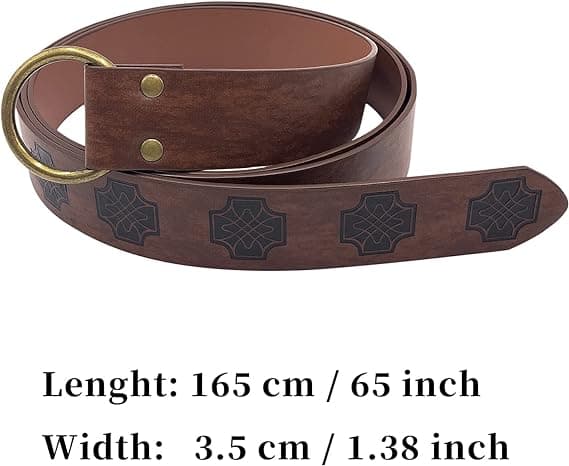 Middelalder O-Ring Præget PU Læderbælte, Retro Renaissance Ridder