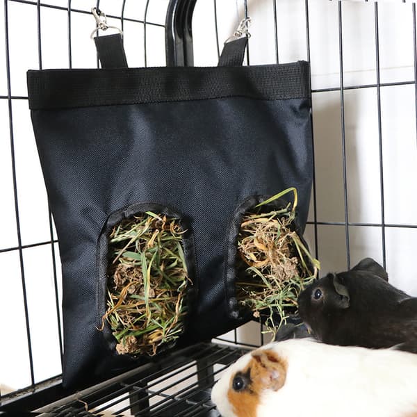 Heinäsyöttölaite (Musta 25cm*28cm) Merikaviaani Kanin Heinäpussi Riippuva Syöttölaite