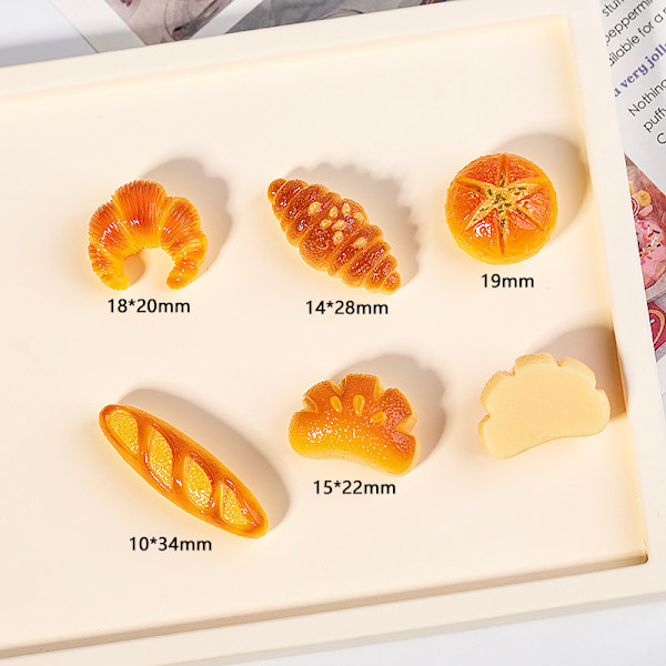 Miniatyr Falskt Brød - 50 stk. Resin Bakeribrød 1:12 Miniatyr Brød Bakverk Kake Liten Hus Mat Dekor Tilbehør Kunstig Brød Matmodell for DI
