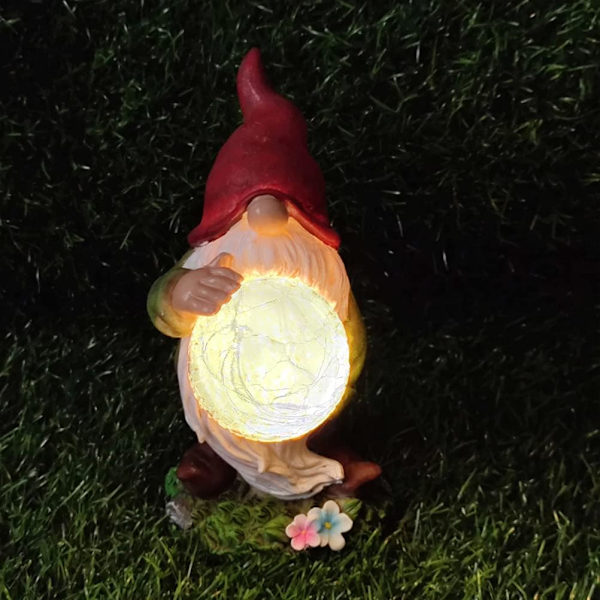 Trädgårdsgnom Trädgårdsfigur Rolig Trädgårdsgnom Flockad Gnom med
