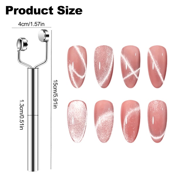 3 I 1 Kattögonmagnet för Naglar, Y-Formad Dubbelhuvad Magnetisk Nagelstav, Kattögon Gel Polish Nagelkonst Designverktyg Multifunktionell Kraftfull Magnet