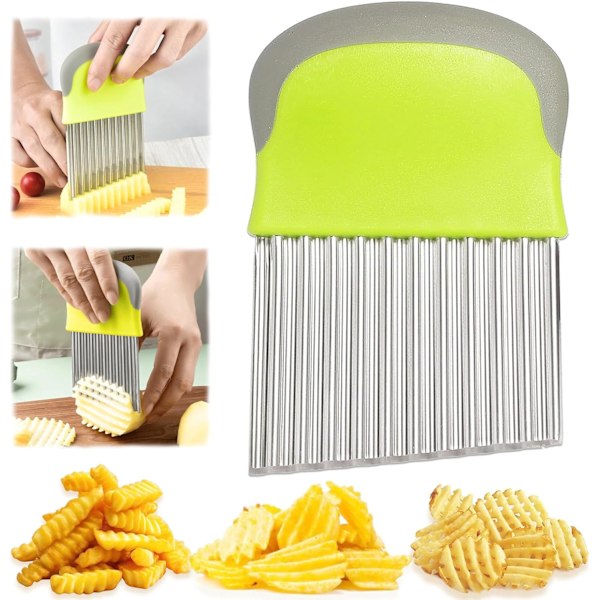 Crinkle Cutter Pommes Frites-Skärare, Mångsidig Potatisskärare för Pommes Frites, Rostfritt Stål Crinkle Cutter för Grönsaker, Manuell Matvågig Hackare Skärare för C