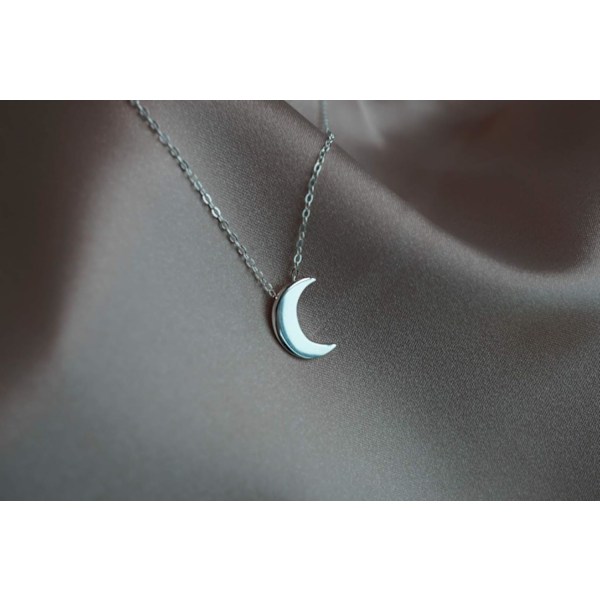 Silver Crescent Moon Choker - 925 Sterling Silver Halsband - Kort Halsband - Silver Choker Halsband - Fin Halsband -