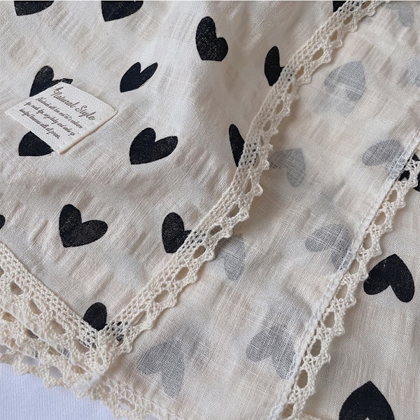 Mjuk bomullsliknande spetsbandana, hårband, huvudbonad, skyddande täckning, halsduk för kvinnor 60 x 60 cm