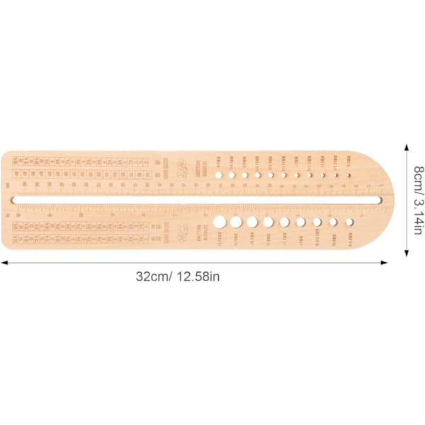 Sockmätare Stickning Virkning Storleksmätning Virknålsguide Virkningsstorleksmätare Vävverktyg Trä Sockblocker DIY Vävverktyg Beige