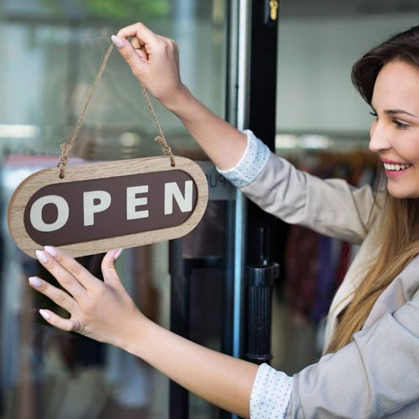 Öppet Stängt Skylt, Trä Dörrskylt Dubbelsidig Hängande Skylt för Butik