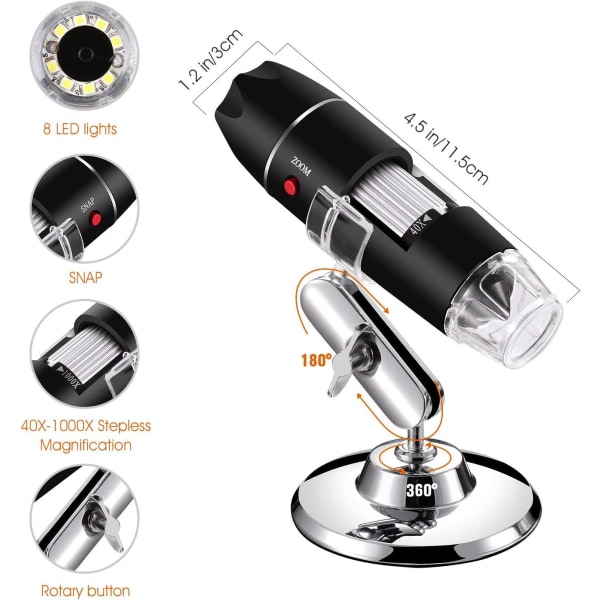 40X till 1000X USB Digital Microscope LED Magnifier Endoscope Camer