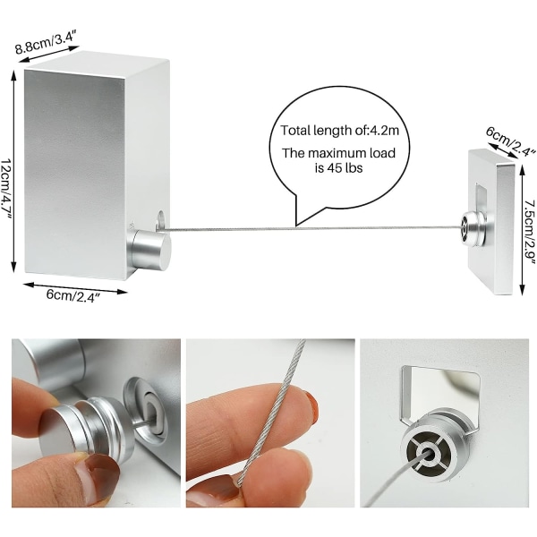 Udvidelig tøjsnor med led 4,2 m Justerbar tilbagetrækkelig Clo