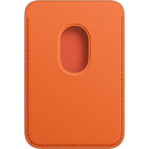 Ocean Apple -nahkainen korttikotelo MagSafella iPhonelle - oranssi