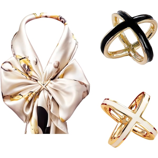 2 st Scarfring för Damhalsduk, Sidenhalsduk, T-shirt, Guld/Silver