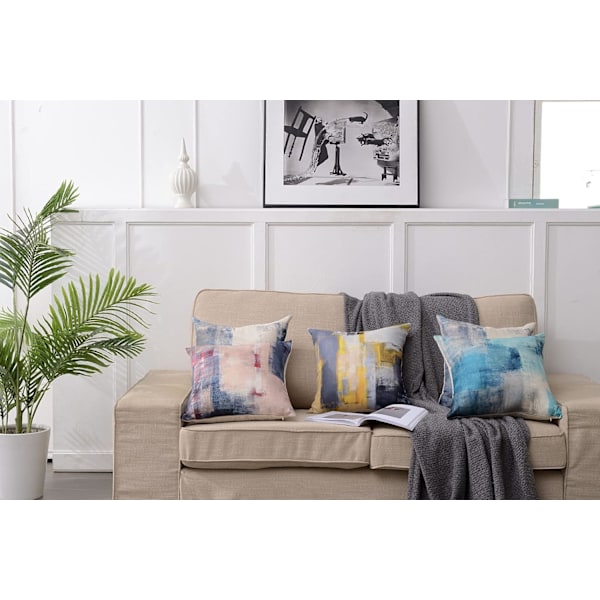 Sett med 2 abstrakte kunst putetrekk, brun rød mørk moderne galleri hjem dekorative pynteputetrekk for soverom sofa stue 40 x 40cm