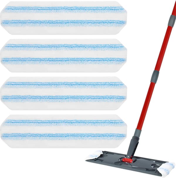 Moppbytesdynor för Ocedar H2prO Flat Mop, 4-pack mopprefiller - O-Cedar H2pro Flat Mop, Maskintvättbara återanvändbara mikrofibermopphuvuden