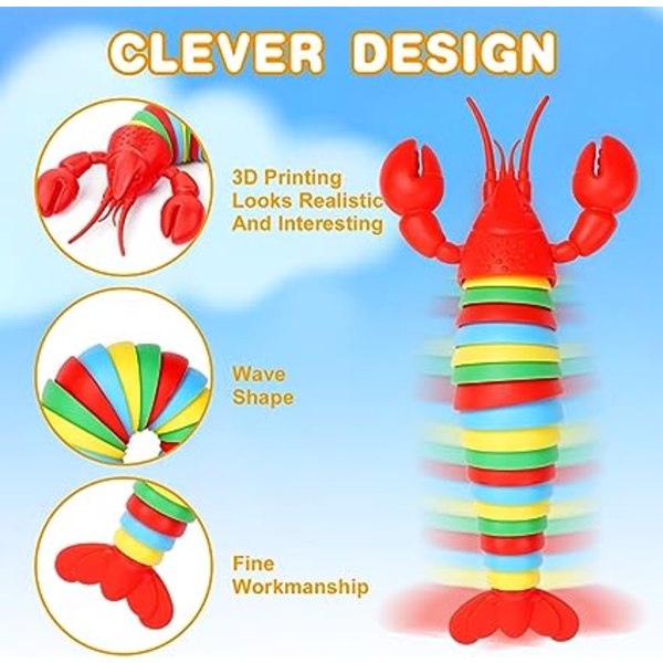 Slug Toy, 3D Artikulert Sticky Stretchy Sensory Toy (kreps),