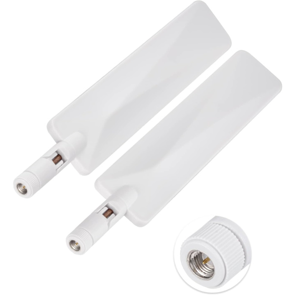 2 Pakker Cellular 4G LTE Antenne SMA Hane 9dBi Hvit Kompatibel med