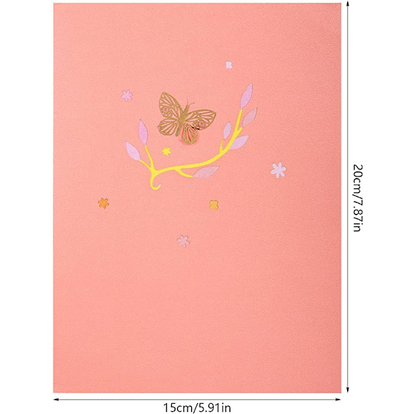 3D Pop Up Hilsenskort Butterfly Blomst Julekort Bouquet