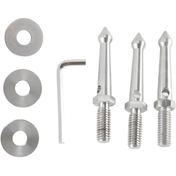 3 st/set Spikar i rostfritt stål Set Fotspikar Mark för stativ 3/8\" 65mm för stabilitet
