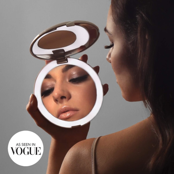 LED-belyst Lommespejl, Naturligt Hvidt Makeup-spejl, Kompakt