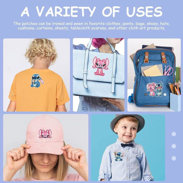 16 kpl Silitysrautoja Tarrat Stitch Piirretty Stitch Tarrat Kirjailtu