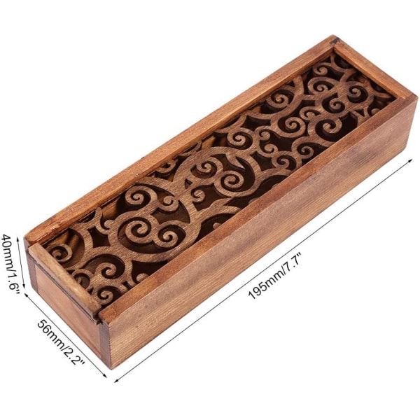 Pencil Box(#1) Wooden Hollow Pen Holder Desk Organizer Student Sc