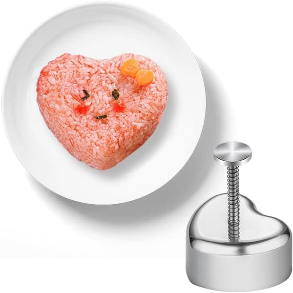 Hjerteformet Onigiri Form, Rustfrit Stål Risbolleform, Valentinsdagsgaver til børn