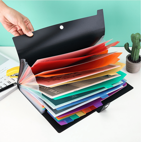 A4-Sorter med rum, Udvidbare Plastik Accordion Mappemapper