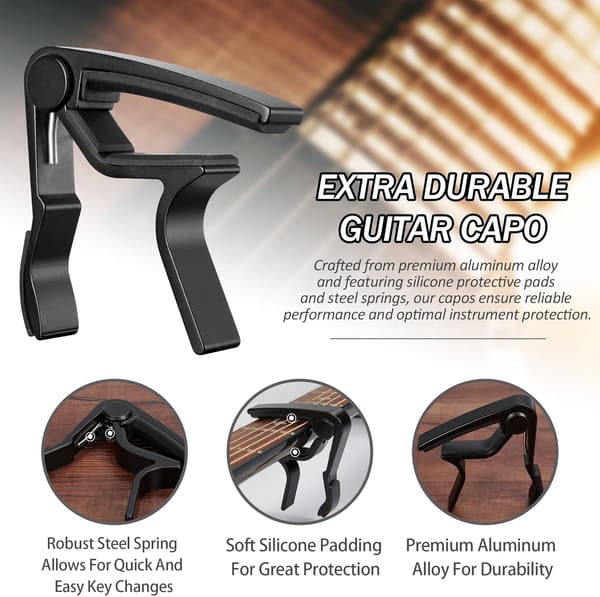 4-pack Capo, Gitarr Capo för Akustisk Elgitarr (Svart)