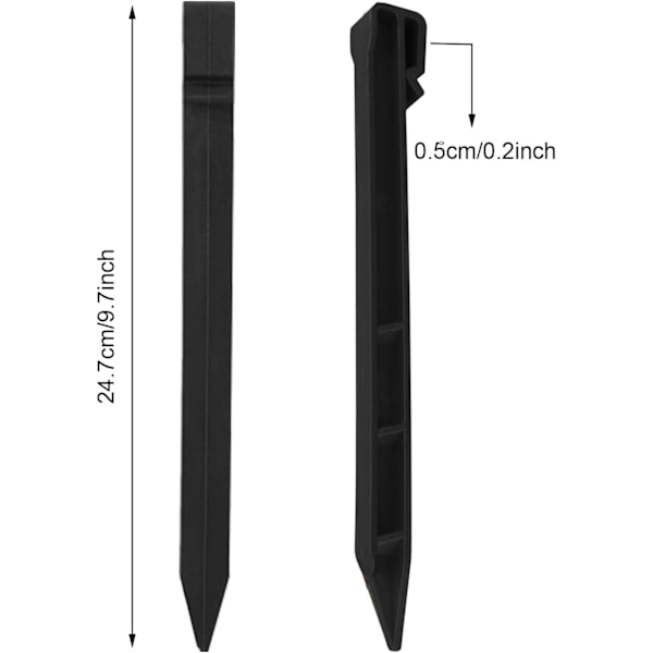 20 st 24 cm Plast Jordankare Pinnar för Trädgårdskanter, Uteplats, Tält (Svart 20 st)