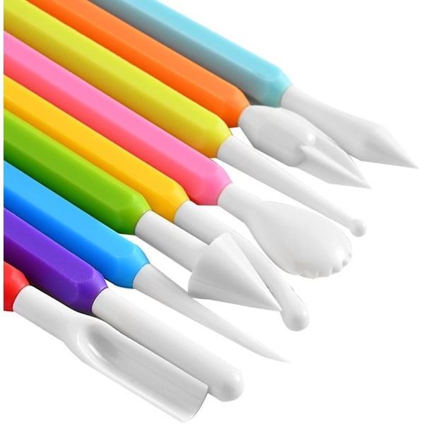 9 Delars Lerskulpteringsverktygssats - Lättanvänd Dubbelsidig Polymer & Keramik Snideriset med Bekväma Greppverktyg för Lera Sculpey & Modellera Id