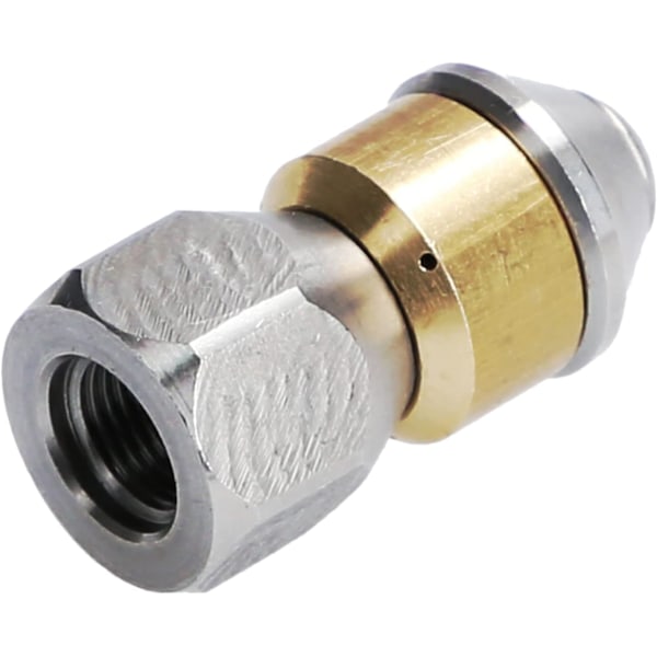 Trykkvaskspylespiss for rørrengjøring, roterende, 1/8\" IG innløp, 3 x 0,8 mm - 050, rustfritt stål/messing