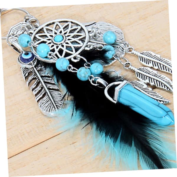 Boho Style Drømmefanger Nøglering Vedhæng med Retro Sten Charm til Kvinder Tilbehør, Multi-Farvet Legering Nøglering Dekoration til Tasker og Biler