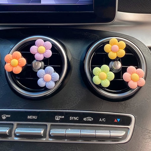 6 delar Blommor Car Air Vent Clips, Färgglada Daisy Flower Car Ai
