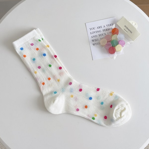 4 Par Färgglada Polka Dot Randiga Strumpor för Kvinnor och Flickor Stac
