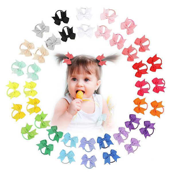 40 st 2 tum Baby Flickor Hårbåge Hårsnoddar Små Grosgrain Hårklämmor