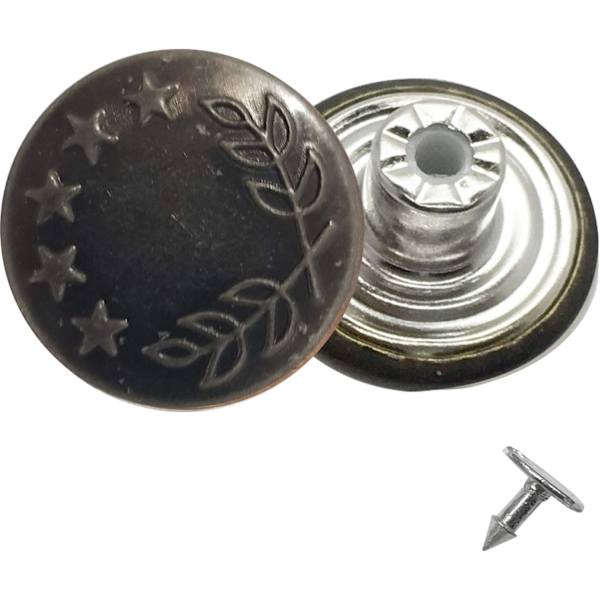 8 x Jeans Knapper 17mm Brede Jeans Knapper Gunmetal Farge