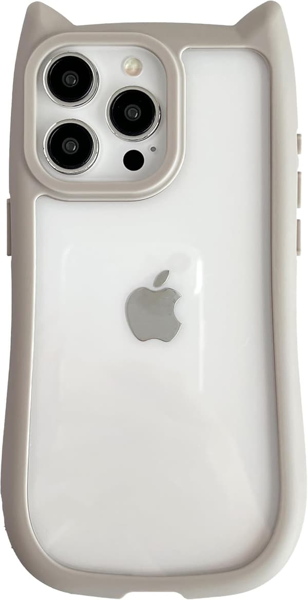 Sött Kattöron Transparent Mobilskal Kompatibelt med iPhone Skal (Grå, för iPhone 16 Pro Max)