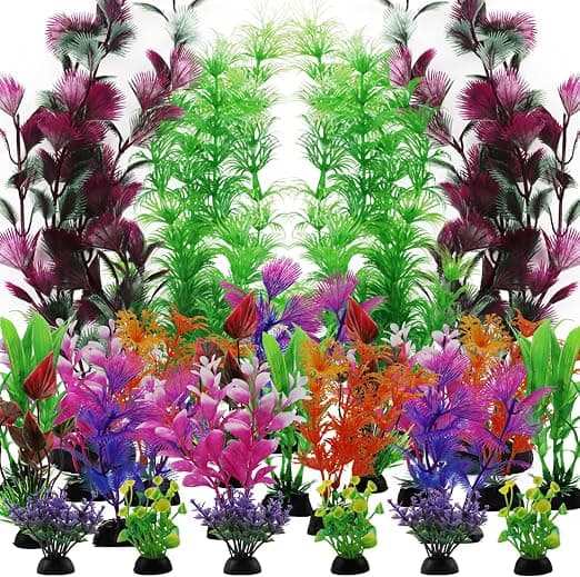 Plastakvarium planter, 23 stykker kunstige akvarium planter