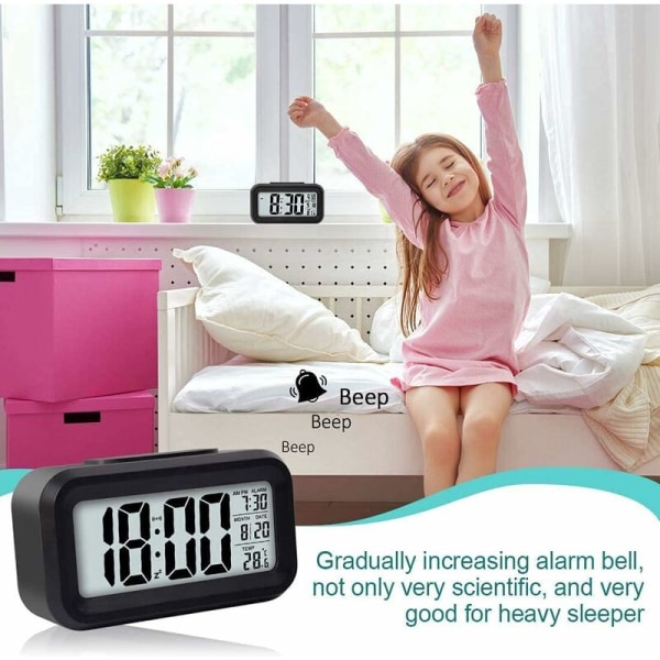 Digital väckarklocka Morning Wake Up, tyst batteridriven Digi