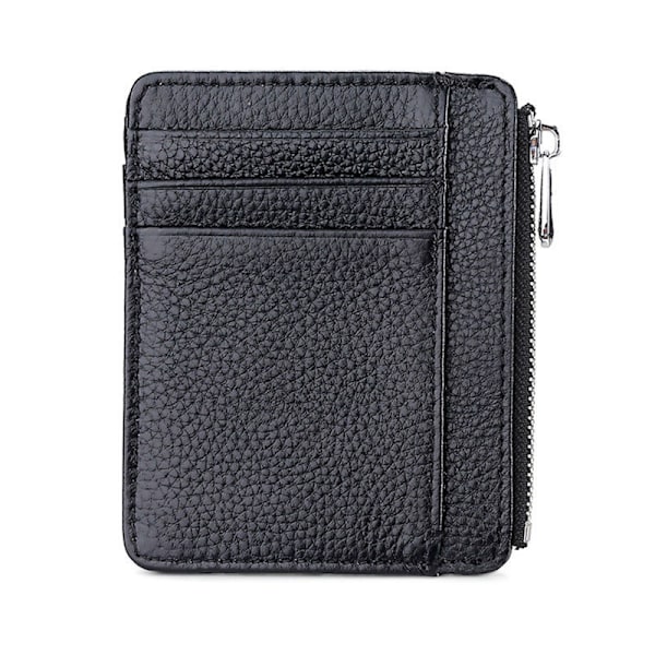 Universal credit card holder wallet for men and women, large storage space, zipper card holder, black leather storage bo