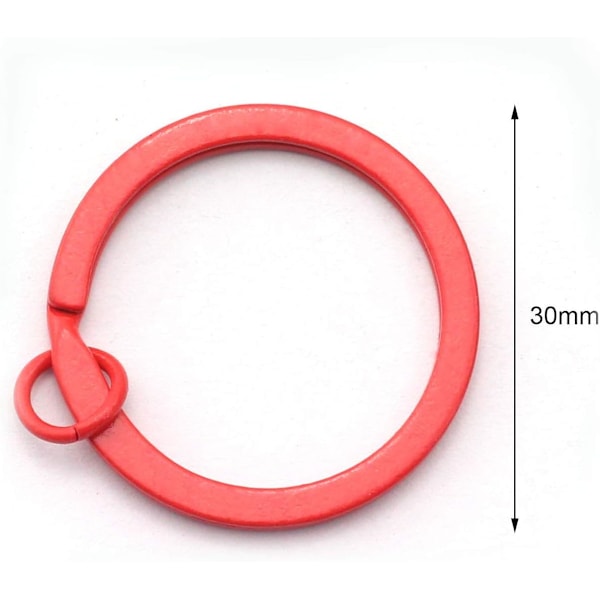 50 stk. 30 mm Fargerik Flat Nøkkelring Metall Delt Nøkkelring for Bil Hjem Nøkkelorganisering