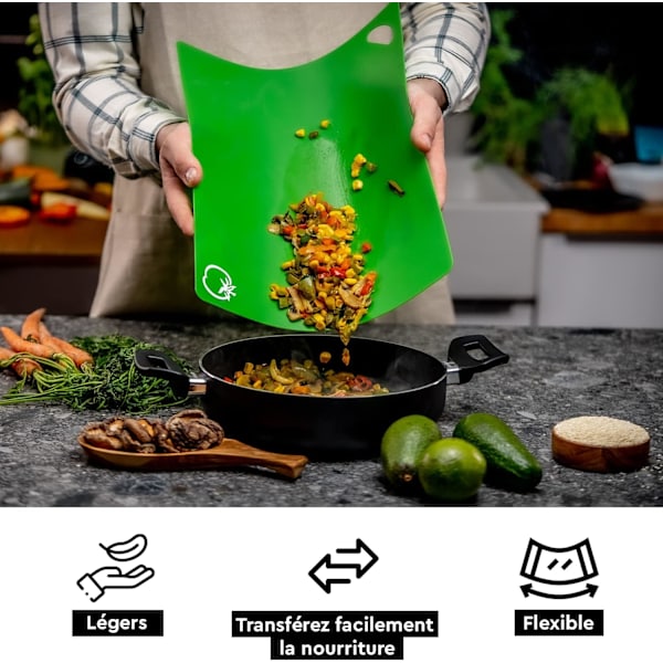 Färgkodade plastskärbrädor - Stora - BPA-fria - Utbyggbara