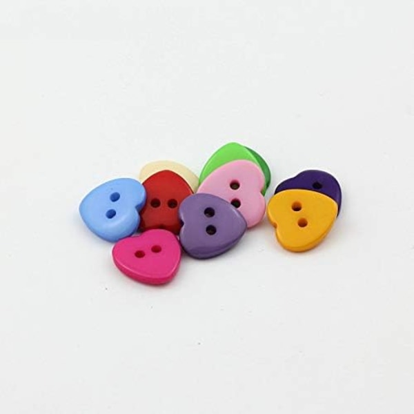 100 Stykker 2 Huller Knapper Hjerteformede Knapper Harpiks Sy Knapper
