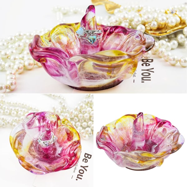 2 stk. Smykkeskrin Form Silikone Blomster Ringholder Resin Form Unik Epoxy Resin Støbeform 3D Skål Æske Smykkeholder Irregulær Bakke Resin Con