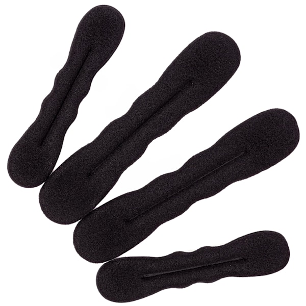 4 Stykker Magiske Svarte Skum Svampe Twist Formere, Hårbollemaker, Hår Donuts for Balletballer (2 Små, 2 Store)