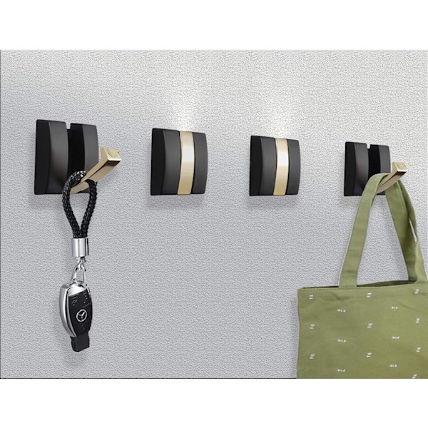 Hideaway Foldbare Veggkroker - (Svart/Gull, 2-pakning) Rom Aluminium