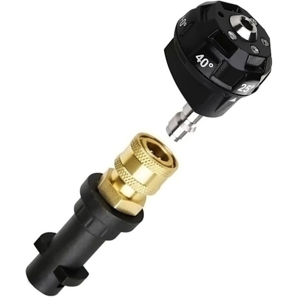 6 i 1 Høytrykks Roterende Turbo Dyse Adapter Multifunksjon Vannsøyle Skumpistol & Høytrykksspyler Pistol Adapter - Hurtigkobling Messingplugg